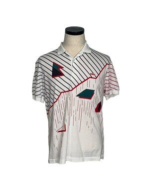 Prince 90s Mens Medium Polo Shirt Colorful Geometric Pattern Vintage